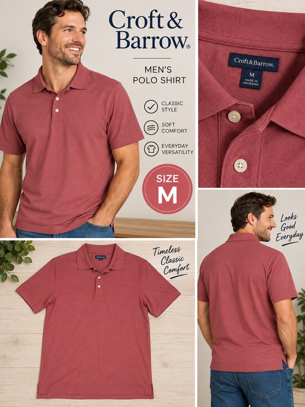 Croft & barrow men's medium coral polo shirt #33